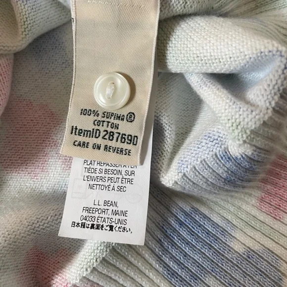 LL Bean Red and Blue Cotton Cardigan, Size M - Picture 9 of 10